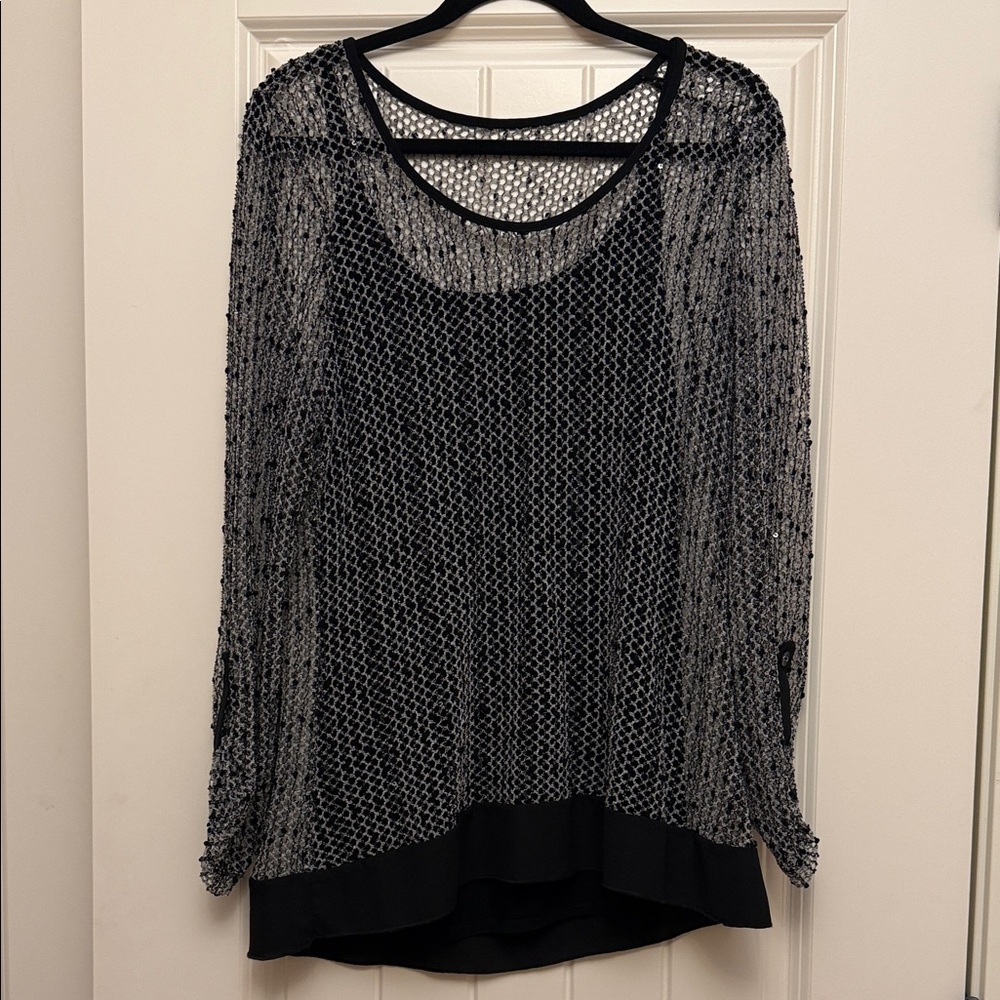 Elegant Black and Silver Women's Top
